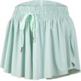 thumbnail image 1 of Pantalones cortos 2 en 1 fluidos para correr para mujer Gimnasio Yoga Atlético Mujer Entrenamiento Biker Spandex Lounge Sweat Falda Verano (verde claro) Feliz Sencillez, 1 of 3