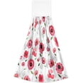 thumbnail image 2 of SKYSONIC 2 PCS 2 PCS Microfiber Hand Towels, Red Poppy with Green Leaves Soft Absorbent Kitchen Hand Towels with Loop, Quick Dry Microfiber Cleaning Cloths Bath Hand Towels, 12"x17", 2 of 6