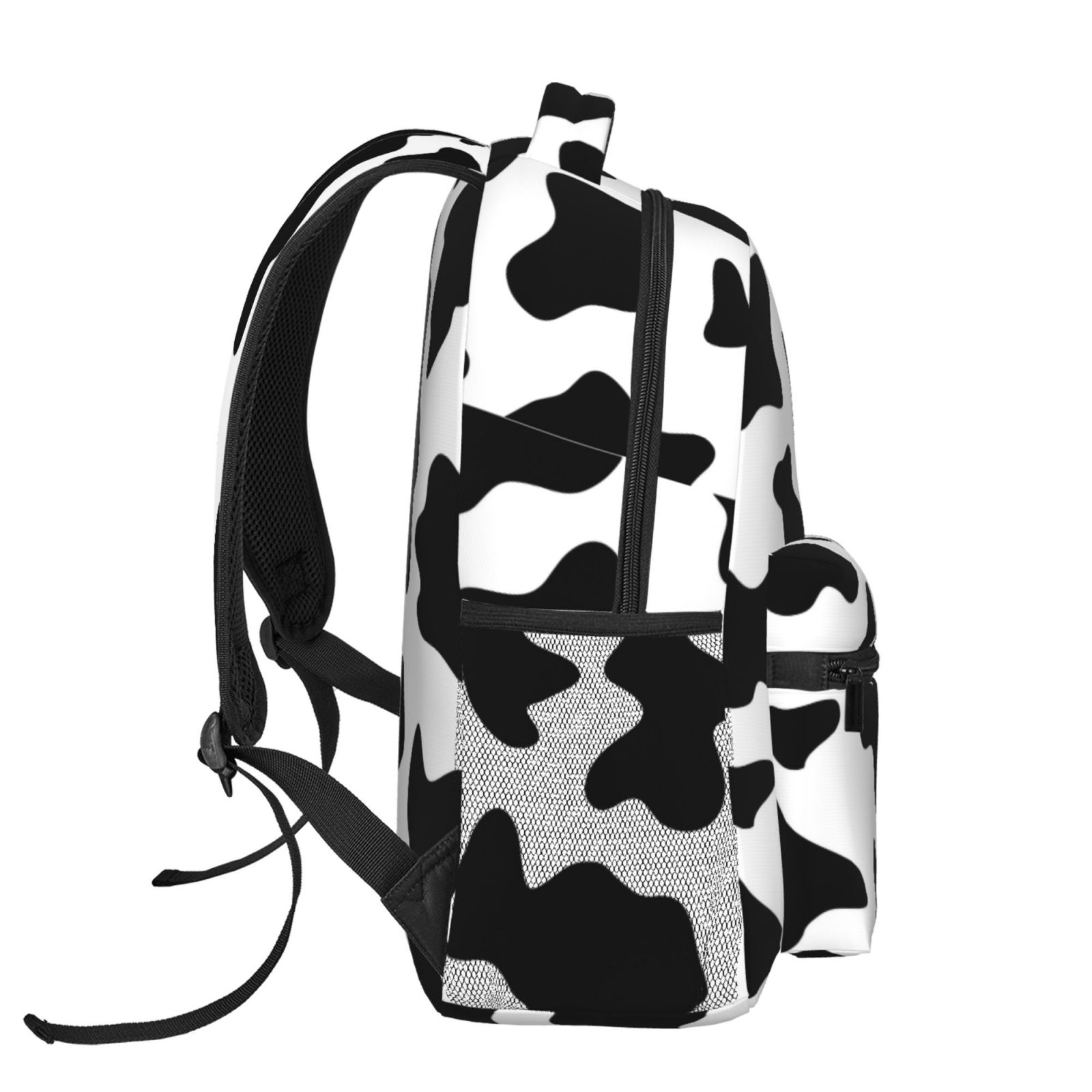 Ratiio Milk Cow Print Eco-Friendly Casual Backpack, Water-Resistant Polyester Canvas Daypack with Smooth Zippers, Comfortable & Durable Travel Bag with Laptop Compartment
