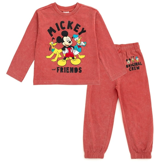 Disney Mickey Mouse Donald Duck Pluto T-Shirt and Jogger and Pants Outfit Set Toddler to Big Kid