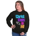 thumbnail image 5 of Christ Lives in Me Christian Faith Women Crewneck Sweatshirt Brisco Brands S, 5 of 6