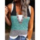thumbnail image 2 of Camiseta sin mangas de 2 piezas falsa para mujer, camisa sin mangas con botones de bloque de color elegante informal de verano para el trabajo de oficina, 2 of 6