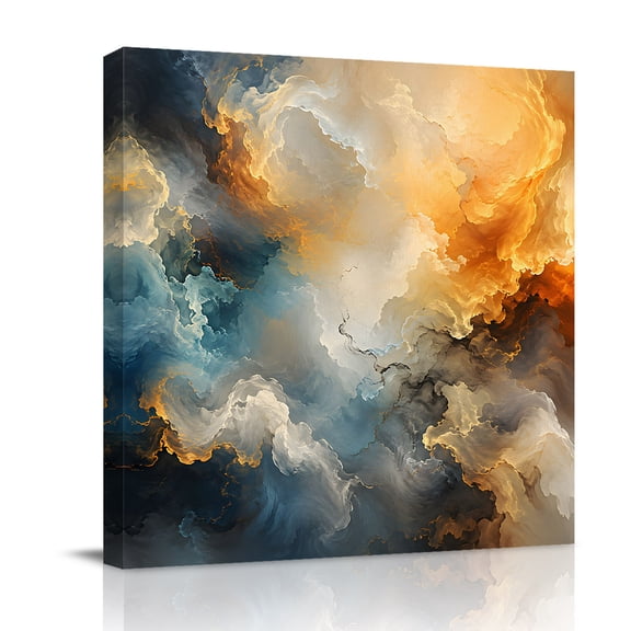 Canvas Wall Art, Colorful Marble Framed Canvas Prints for Bathroom Desk, Modern Farmhouse Abstract Fluid Art Small Gallery Wrapped Wall Decor for Home Office, Gifts, 8"x8" Ship Next Day