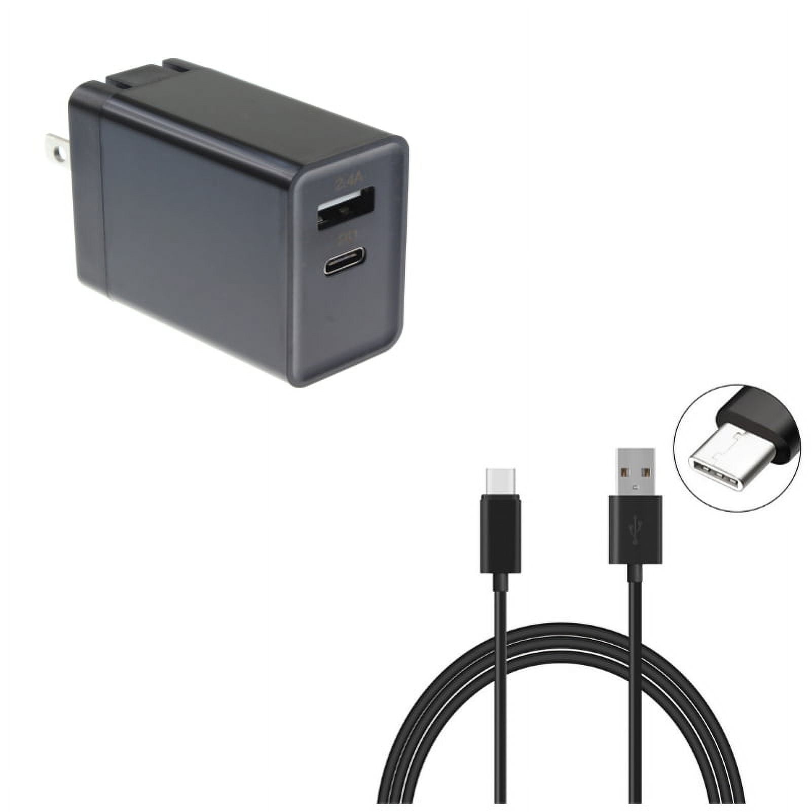 2-Port USB 30W Quick Home Charger w Power Cord Type-C 10ft USB Cable G1E for Samsung Galaxy Tab S6 10.5 S5e 10.5 S4 10.5 Note 10 Plus A 10.1 (2019) Fold A20 A10e - Sony Xperia 5 10 Plus 1