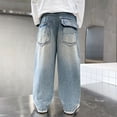 thumbnail image 7 of LRen Boys Baggy Jeans Straight Wide Leg Jean Kids Fashion Elastic Waist Denim Pants with Pocket Trendy Preppy Teen Clothes, 7 of 7
