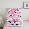 thumbnail image 5 of Manfei Football Ball Sport Queen Comforter Set,Monogrammed K Design Comforter Sets Queen,Pink Reversible,3-Piece,1 Comforter and 2 Pillowcases, 5 of 7