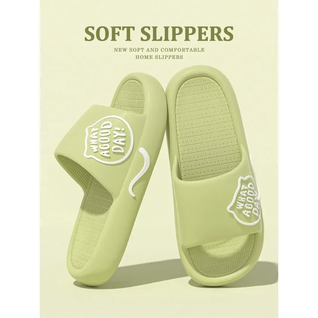 Zapatillas con letras de nube de verano para mujer, chanclas de playa de Color sólido, suela gruesa para hombre, zapatos antideslizantes para baño interior, sandalias para parejas