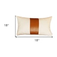 thumbnail image 3 of Set Of Two 18" X 18" Brown and Ivory Faux Leather Zippered Pillow, 3 of 6