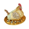 thumbnail image 3 of Ornamento de pollo de la gallina Ornamento de pollo Organizador de joyas únicas Estatua de gallina para el jardín de la sala de granja de regalos de Marrón, 3 of 8