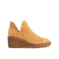thumbnail image 2 of Cecelia New York Georgie Wedge Almond Toe Ankle Boots Perforated Bootie Tan Perf (MUSTARD, 9.5), 2 of 4