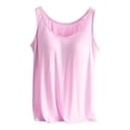 thumbnail image 4 of Women's Tennis Tanks Built-In Bra Tank Tops for Summer Casual Sleeveless Camisole with Padded Support Crew Neck Plus Size Workout Top Pink M, 4 of 4