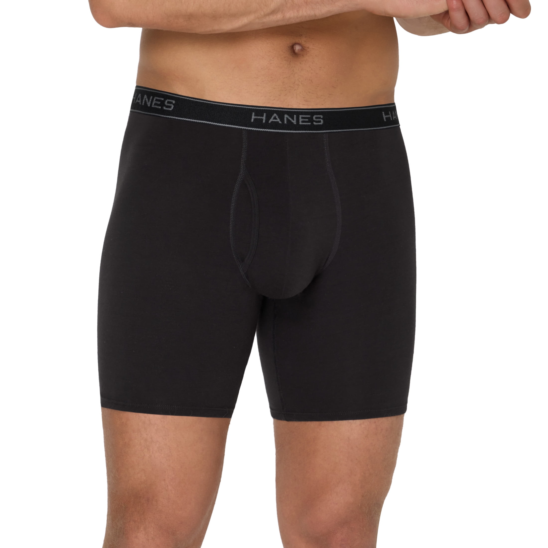 Hanes Mens Underwear Long Leg Boxer Briefs, 3-Pack, Cotton Stretch, Moisture Wicking Men's Pack