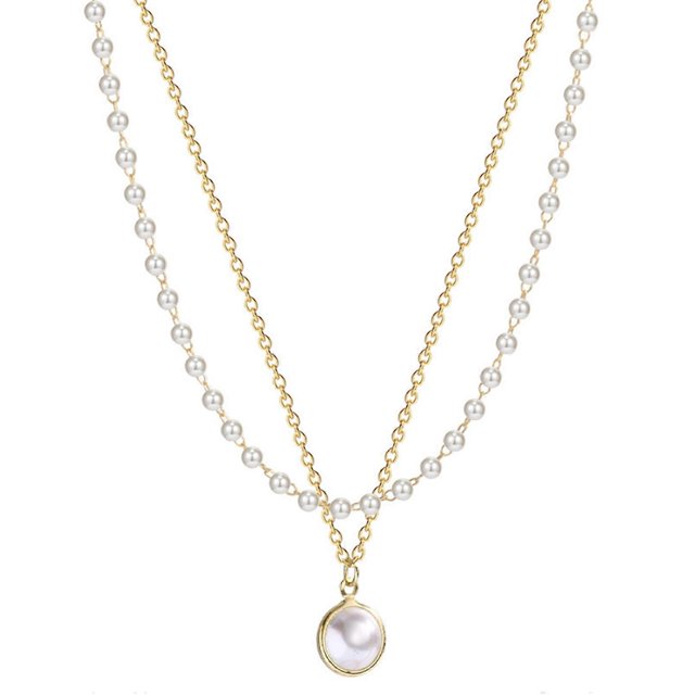 Super Beautiful Pearl Double Necklace Luxury Pearl Pendant Fashion Women Necklace Party Gift Jewelry