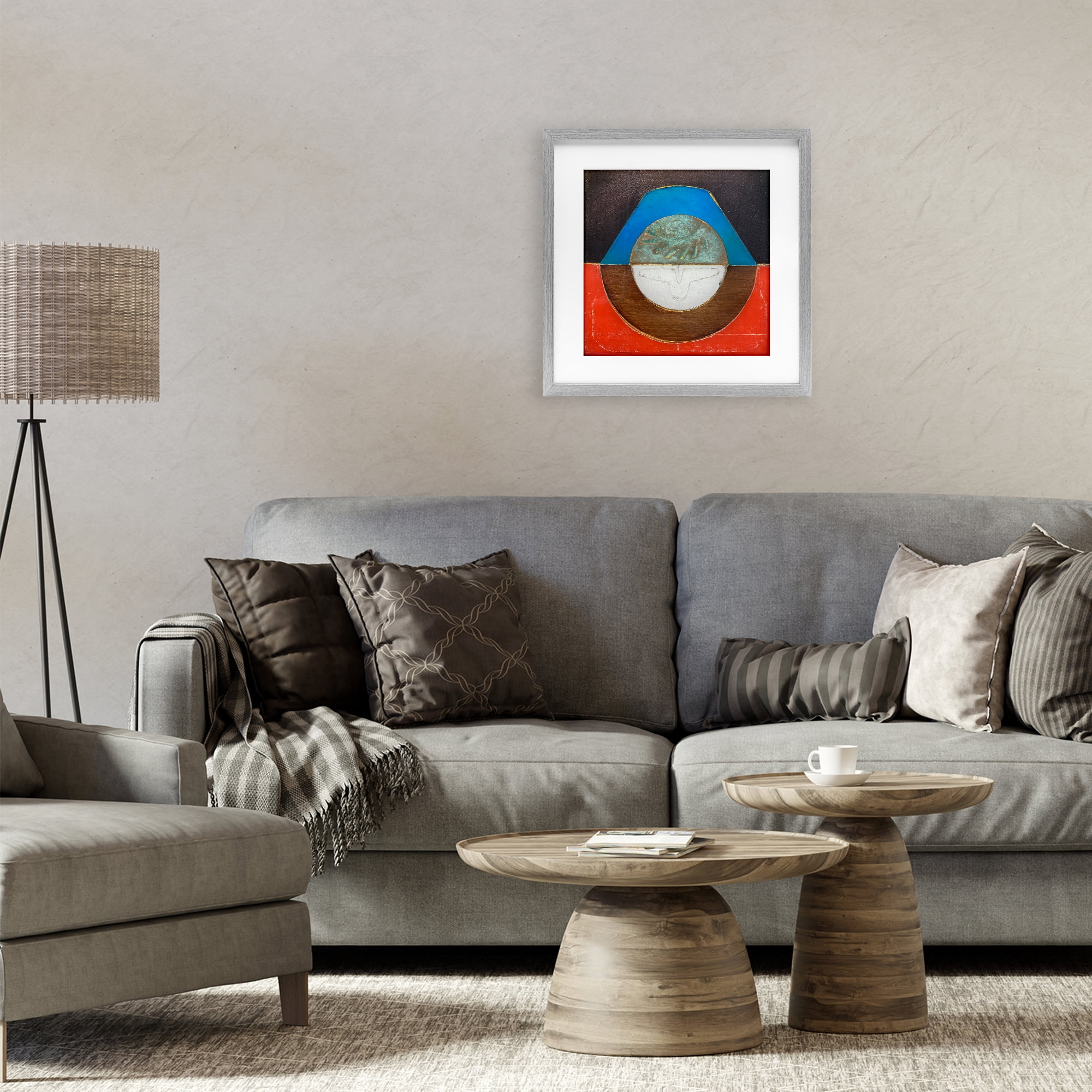 Stupell Industries Round Rustic Symmetry Gray Framed Print Under Glass, design by Matthew Finger