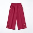 thumbnail image 4 of Linen Capri Pants for Women Elastic Waist Straight Leg Trousers Solid Color Summer Casual Loose Cropped Pants,Sizes S-3XL, 4 of 8