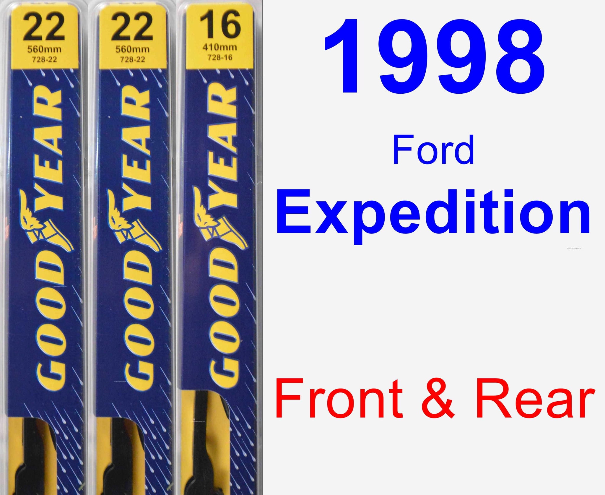 1998 Ford Expedition Wiper Blade Set/Kit (Front & Rear) (3 Blades
