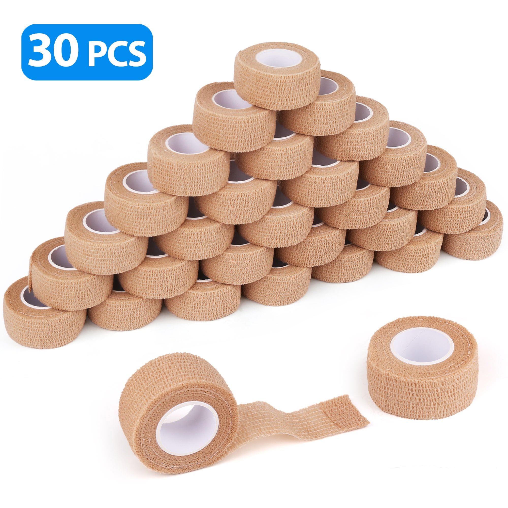 Cohesive Bandage, Self Adherent Wrap, 1 Inch x 5 Yards, 30 Rolls