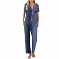 thumbnail image 6 of Uaswgudfs Women's Pajamas Sets 2 piece Stripe PJs Collared Casual Short Sleeve Sleepwear Comfy Pants Loungewear with Pocket, 6 of 6