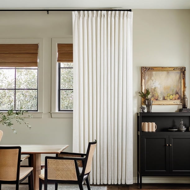 Cortinas TWODRAPES de lino color crema natural con pliegues, 234 cm