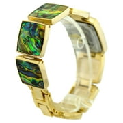 Ladies Gold tone Abalone shell bracelet clubbing watch 25 mm 8mm thick case.