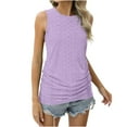 thumbnail image 2 of Meichang Womens Tank Tops Eyelet Shirts Sleeveless Casual Crew Neck T Shirts Solid Loose Fit Basic Shirts Running Athletic Workout Tank Tops for Women Purple L, 2 of 8