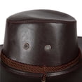 thumbnail image 5 of MOJOGO Men and Women's Cowboy Hat Faux Leather Hat with Wide Brim Outdoor Sun Protection Rolled-up Fedora Brown M, 5 of 7