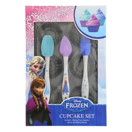 Kids Bakeware - Kids Disney Starter Bakeware, 4-Pc. Cupcake Set with Supplies: Baking Tray, Spatula, Spoon, and Baking Brush
