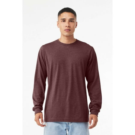 Bella Canvas Mens Heather CVC Long Sleeve Tee M Heather Maroon