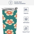 thumbnail image 4 of 20oz Stainless Steel Tumbler with Straw, Double Wall Insulated Travel Tumbler Peach Color Flowers, 4 of 8