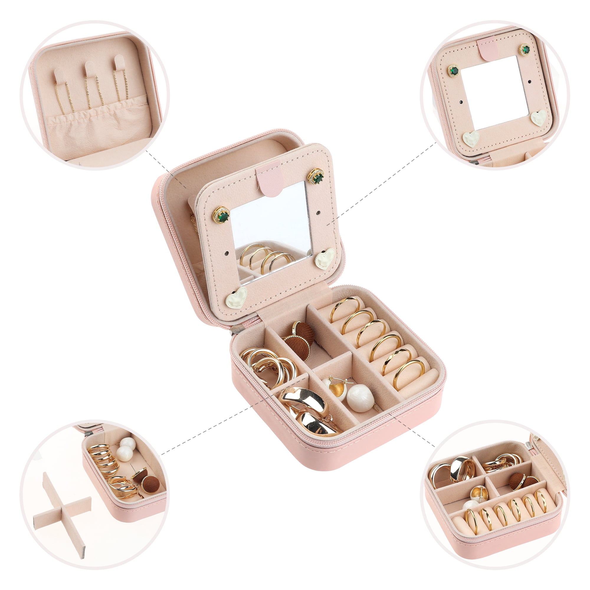 Unique Bargains Jewelry Box Small PU Leather Jewelry Organizer Case Storage Display Holder Pattern L