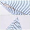 thumbnail image 6 of Farmhouse Throw Pillow Covers Set of 4, 18" x 18" Zipper Plaid Cotton Square Pillow Cases Striped Pillowcase Cushion Case for Sofa Bedroom Couch, Blue, 6 of 7