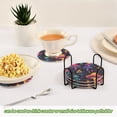 thumbnail image 6 of Haosy Set of 6 Drink Woven Coaster with Holder Heat Resistant Non-Slip Bar Coasters 4 Inches Neon Mushroom and Star, 6 of 7