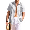 thumbnail image 2 of Print Men Short Sleeve Turn-Down Collar Casual Blouse Tops, 2 of 5