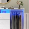thumbnail image 6 of AOGLLATI Dresser with Clothes Rack for Bedroom Wood, 4 Drawer Dresser White with LED Lights and Power Outlet, 15.7"D x 43.3"W x 44.3"H, Tall Storage Chest of Drawers with Large Capacity, 6 of 10