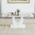 thumbnail image 2 of Noble House Modern Minimalist Glass Dining Table,White Imitation Marble Pattern,White, 2 of 10