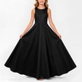 thumbnail image 5 of Virmaxy 3-13 Years Solid Color Satin Sleeveless Floor Length Formal Dress High Waist A Line Gown for Piano Recital Choir Wedding Party, 5 of 7