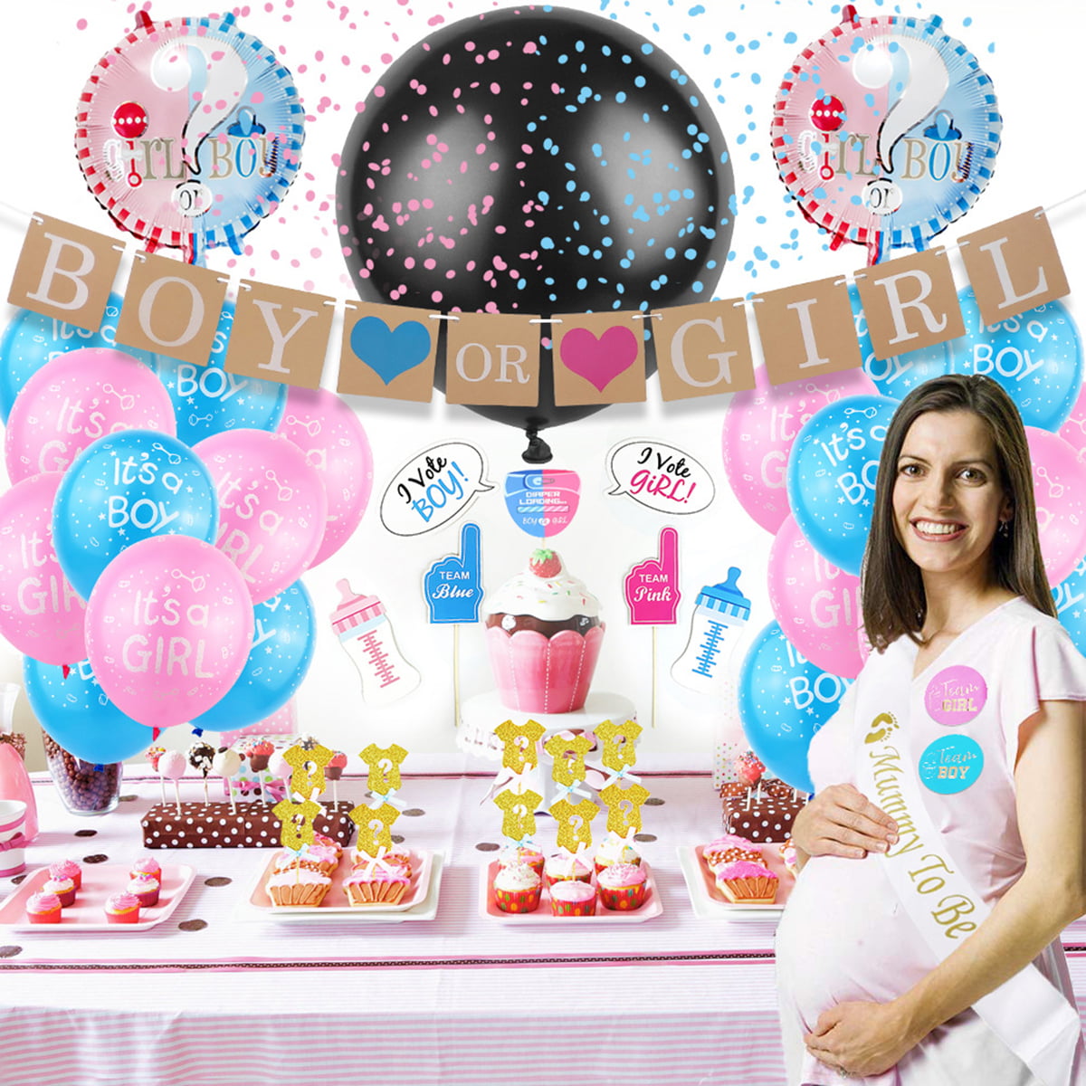 Baby Shower Decorations for Boy Gender Reveal Birthday Party Celebration Set 