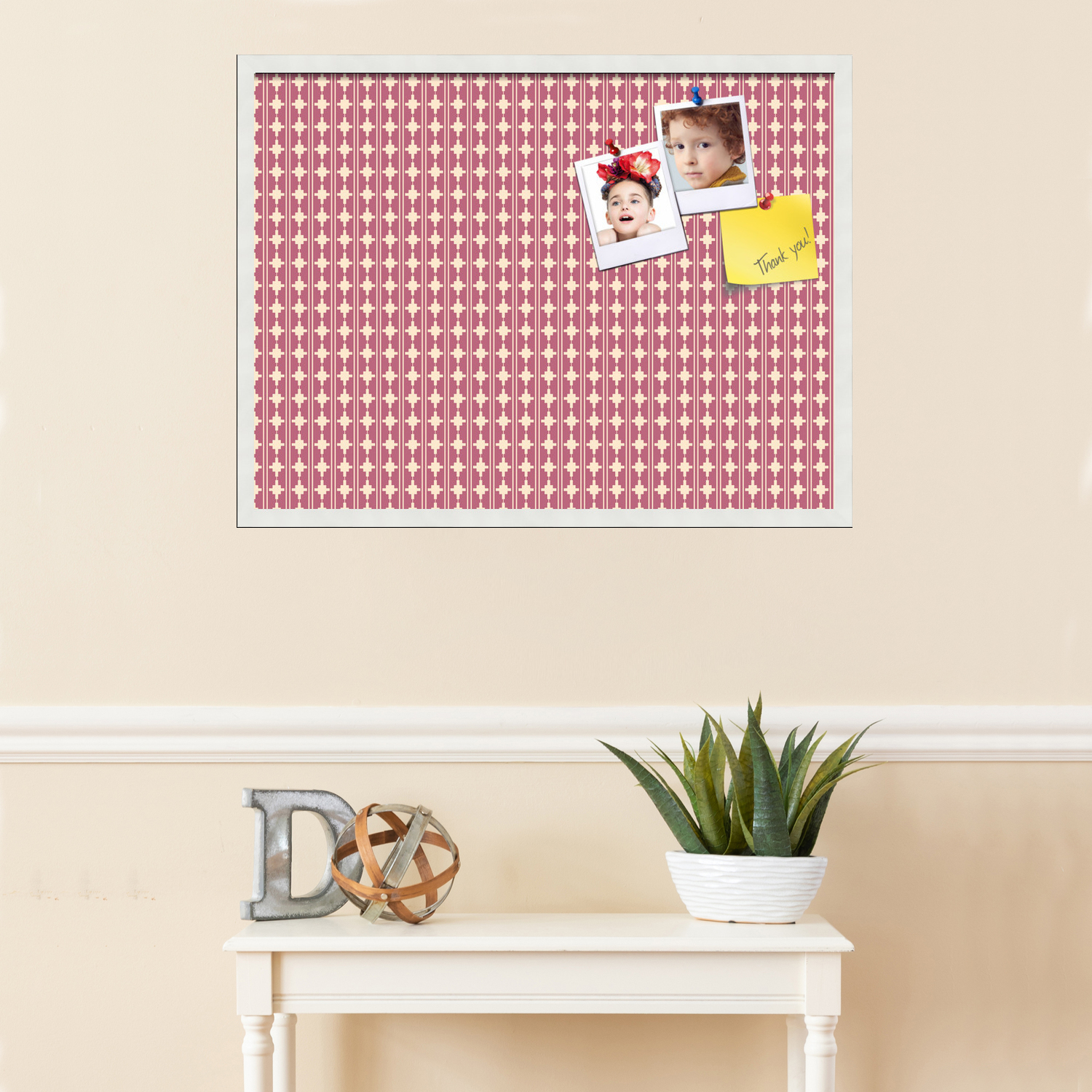 PinPix ArtToFrames 30x22 Custom Cork Bulletin Board    Poster Board Has a Fabric Style Canvas Finish, Framed in Satin White Frame (PinPix-237)