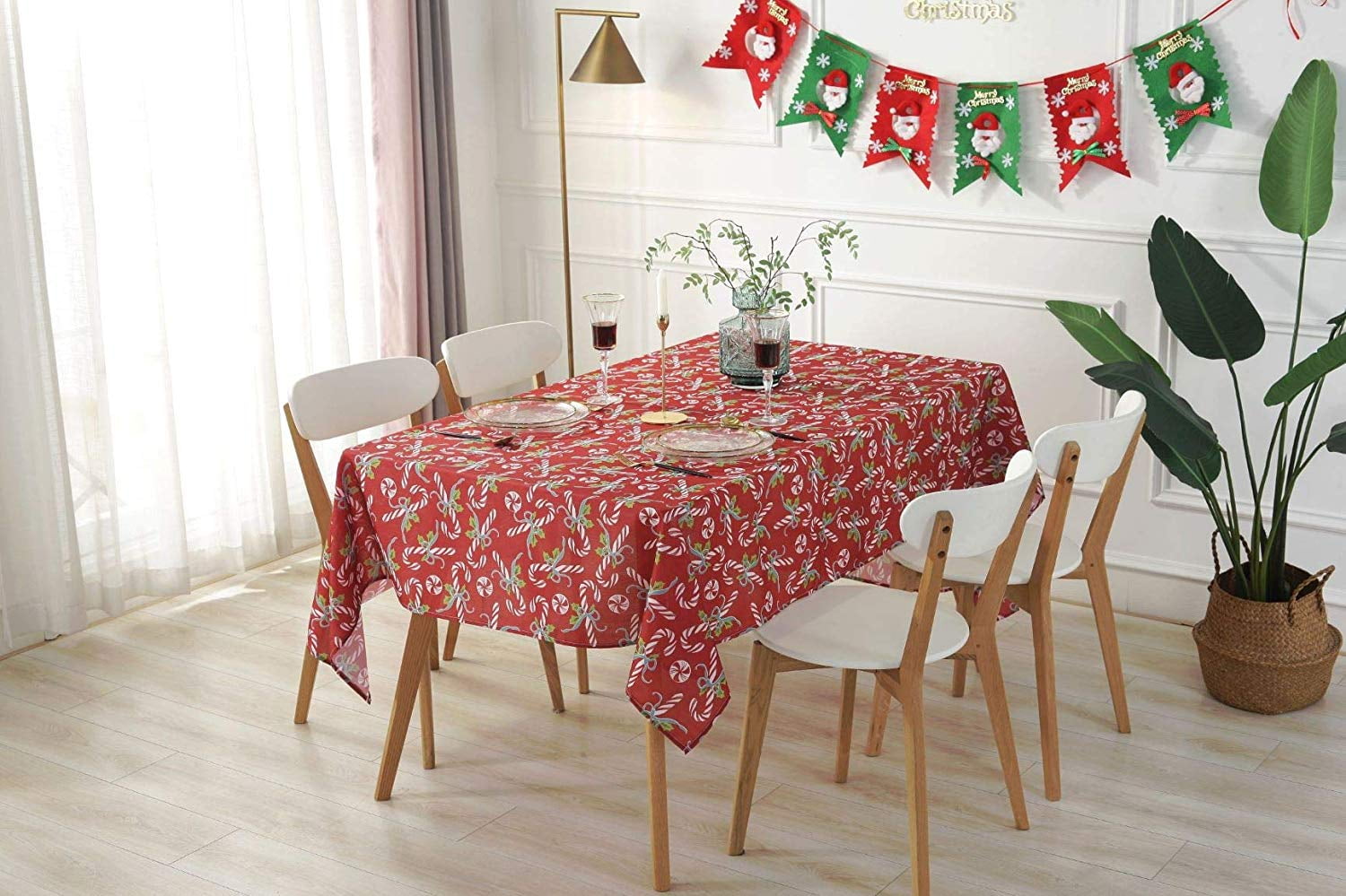 ALL FOR YOU Rectangular Fabric Table Cloth,Rectangle Washable Dinner Picnic Table Cloth with