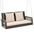thumbnail image 2 of Gymax Wicker Outdoor Porch Swing 800 LBS Capacity Outdoor Swing Bench w/ Hanging Chains Beige, 2 of 10