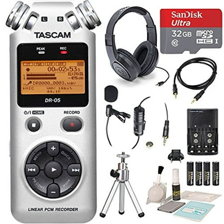 Handheld Digital Depth Finder Tascam DR-05 (Version 2) Portable Handheld Digital Audio Recorder (Silver) with Platinum accessory bundle ()