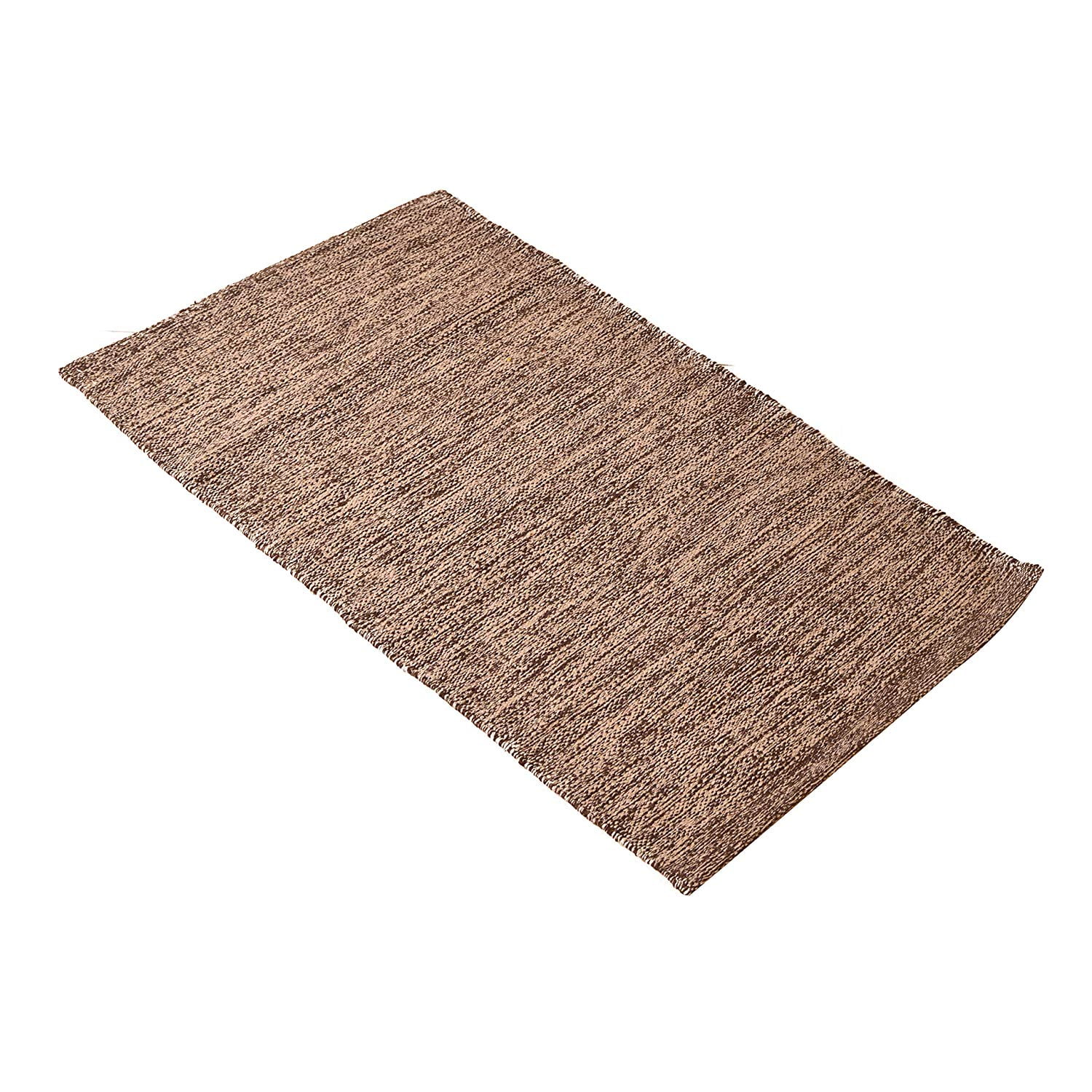 Beige Brown 100 Cotton 2x3' Doormat Rug Reversible Indoor/Outdoor