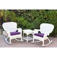 thumbnail image 5 of Jeco Windsor White Wicker Rocker Chair And End Table Set with Chair Cushion Baby Blue, 5 of 5