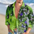 thumbnail image 1 of Camisa de manga larga para hombre 2024, tendencia de moda, estampado de flores coloridas con mariposas, gráficos HD, ropa informal para exteriores y calle para hombre, 1 of 6