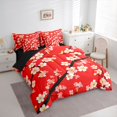 thumbnail image 3 of Castle Fairy Kids Cherry Blossom Twin Bedding Sets,Black Red Sakura Bedding Comforter Set, 3 of 8