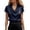 A-Dark Blue125, variant on Women Blouse Summer Silk Satin Elegant Short Sleeve Draped Cowl Neck Soft Shirts Ladies Tunic Loose Dressy Shirts