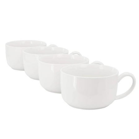 Gibson Home 148623.01 32.5 oz Great Essentials Fine Ceramic Latte Mug Set, White, Large - 4 Piece