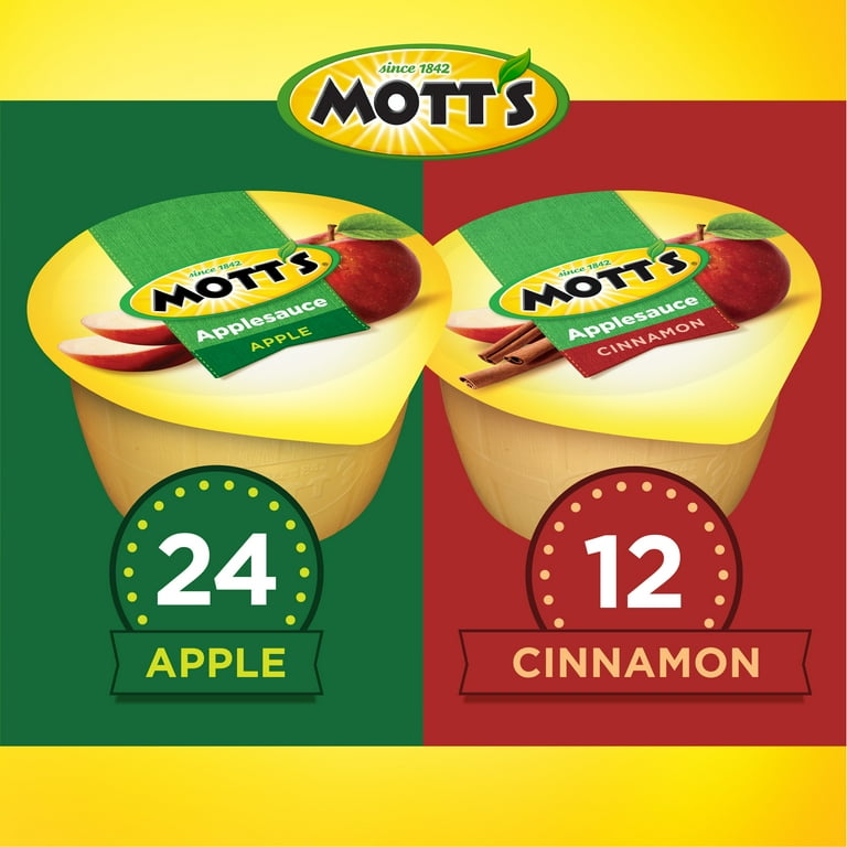 Mott's Apple and Cinnamon Applesauce, Variety Pack, 4 oz, 36 Count Cups -  Walmart.com