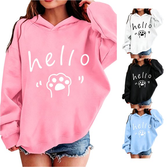 SGMVNU Hoodies for Girls Loose Sweatshirt Long Sleeve Hood Tops Kids Spring Fall Winter Streetwear, Size 4-5 Years, Pink