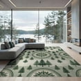 thumbnail image 2 of ODIKA 8'x10' Washable Area Rug Non-Slip Chair-Friendly Mat Symmetrical Forest Medallion Striped Bands Gentle Green Wash for Dining Room, Large Office, Lounge, 2 of 7